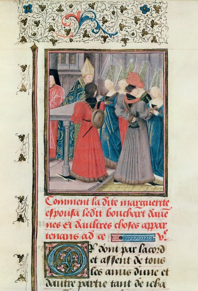 Ms 149 t.3 fol.149 Casamento de Marguerite de Constantinopla com Bouchard d&39;Avesnes em 1212 de French School