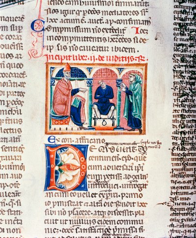 Ms 150 f.61v Uma sentença, dos Decrets de St. Gregoire IX de French School