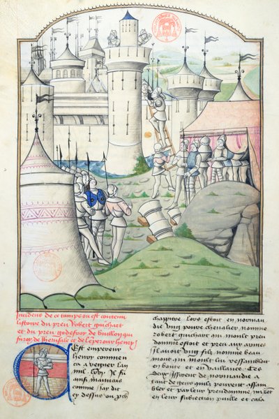 1560 Captura de Jerusalém em 1099 por Godfrey de Bouillon e os cruzados durante a Primeira Cruzada, em miniatura de Fleur des Histoires de French School