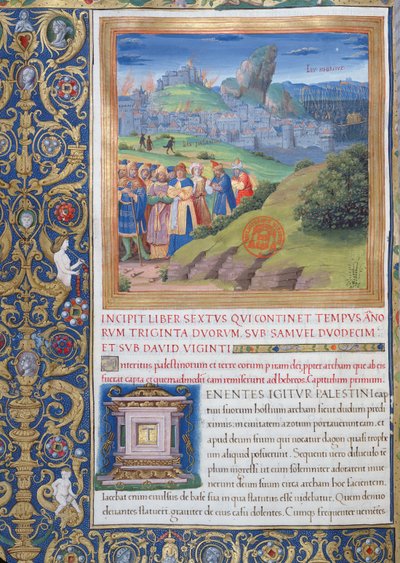 Ms. 1581 f. Ilustração do Livro VI (Da Morte de Eli à Morte de Saul), Capítulo 1 das Antiguidades dos Judeus (Antiquitates Judaicae) de Flavius Josephus - A destruição que cam de French School
