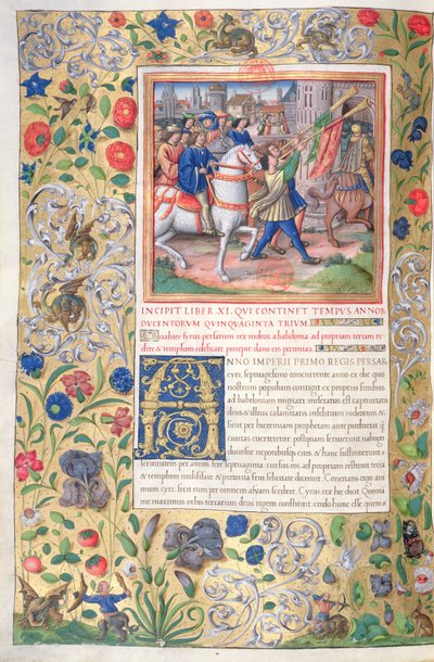 Ms. 1581 f. 211v Ilustração do Livro XI (Do Primeiro Ano de Ciro à Morte de Alexandre Magno), Capítulo 1 das Antiguidades dos Judeus (Antiquitates Judaicae) de Flavius Josephus - Ho de French School