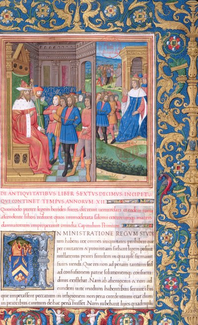 Ms. 1581 f. Ilustração do Livro XVI (Do Acabamento do Templo de Herodes à Morte de Alexandre e Aristóbulo), Capítulo 1 das Antiguidades dos Judeus (Antiquitates Judaicae) de F de French School