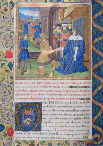 Ms. 1581 f. 897v Ilustração do Livro XX (De Fadus, o Procurador a Florus), Capítulo 1 das Antiguidades dos Judeus (Antiquitates Judaicae), de Flávio Josefo - Como depois da morte de Agripa, de French School