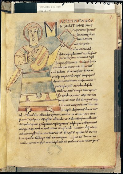 Ms 18 f.8 São Mateus Evangelista de French School