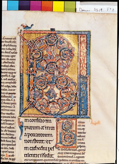 Ms 19 fd2 Historiated inicial &39;B&39; representando o rei David, do &39;Marchiennes Psalter&39; de French School