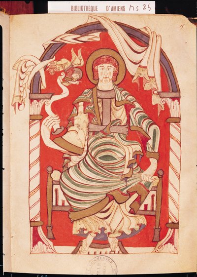 Ms 24 fol.15 São Mateus, ilustração do Evangelho da Abadia de Corbie de French School