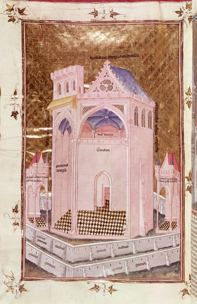 Ms 292 Tome 3 fol.214v O Templo de Jerusalém, de Postilles sur la Bible por Nicolas de Lyre de French School