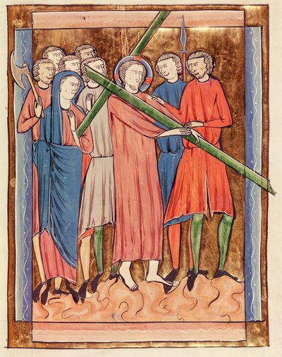 Sra. 3016 fol.16 Christ Carrying the Cross, de Psautier a lage de Paris de French School