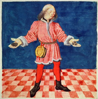 Ms. 3066 fol. 64v The Dice Thrower, de O Livro dos Fracassos Morais, de Jacques de Cessoles de French School
