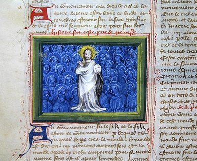 Senhora 313 Deus rodeado de anjos, da Bíblia des Grands Augustins de French School