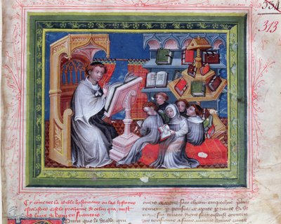 Ms 313 School Scene, da Bíblia des Grands Augustins, 1494 de French School