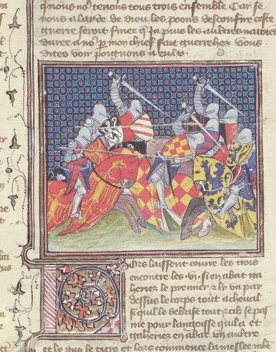 Ms 3480 Cavaleiros em Batalha, do Livro de Messire Lancelot du Lac de French School