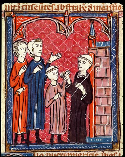 Ms 372 f.53r Uma criança trazida a um monastério por seus pais, de Decrets de Gratien de French School