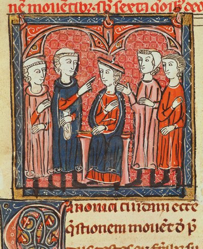 Ms 372 fol.1v Regulamento monetário, de Decrets de Gratien de French School