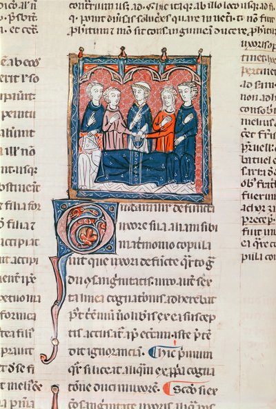 Ms 372 fol.243 O casamento de um viúvo, de Decrets de Gratien de French School