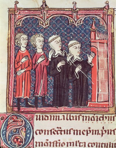 Ms 372 fol.47v A fundação de um mosteiro, de Decrets de Gratien de French School
