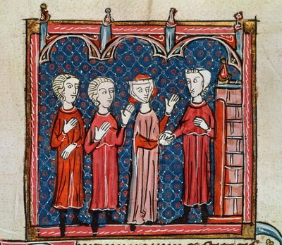 Ms 372 fol.6v Fornicação e crime cometido por um padre, de "Decrets de Gratien" (velino) de French School