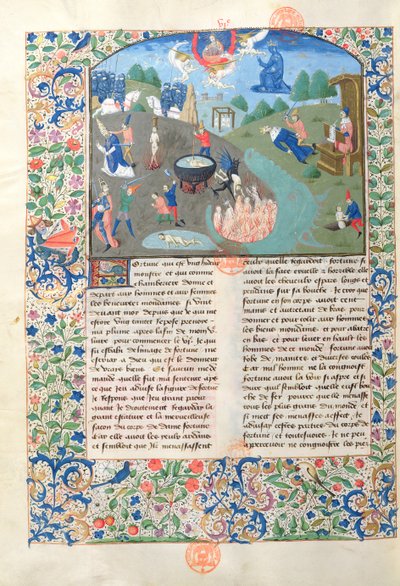 Ms 3878 cena de batalha, matando e o inferno dos casos em homens lllustrium por Boccacci (1313-1375) de French School
