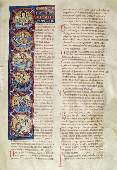 Ms 3 fol.4 Os Seis Dias da Criação, da Bíblia de St. Sulpício de Bourges de French School