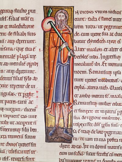 Ms 3 fol.76 Inicial eu descrevi Elimelech saindo em uma jornada, da Bíblia de Saint-Sulpice de Bourges de French School