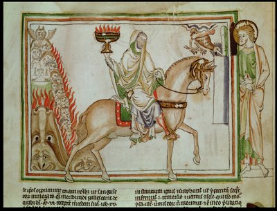 Ms 422 fol.22r A abertura do quarto selo: a morte que monta o cavalo pálido de French School