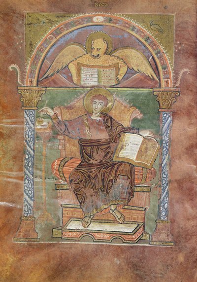 Ms 4 fol.66v São Marcos, do Evangelho de São Riquier, c.800 de French School