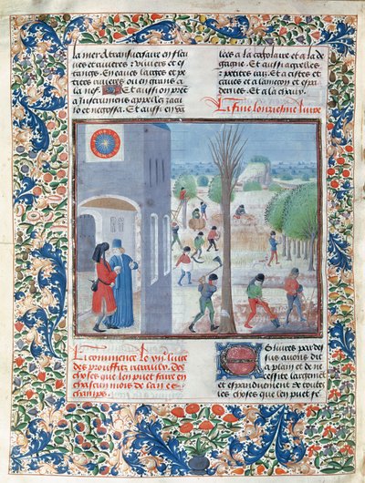 Ms 5064 f.299v Ocupações para cada mês do ano, ilustração de Le Livre des Prouffitz Champestres por Pietro de Crescenzi (1230-132021) de French School