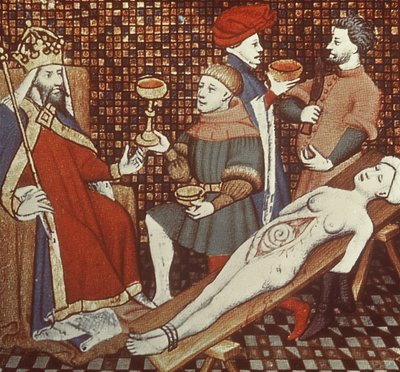 Ms f.290v 5193, Nero dissecando sua mãe, a partir da edição Jean Sans Peur dos casos em homens, ilustrado por Giovanni Boccaccio (1313-1375) c.1410 de French School