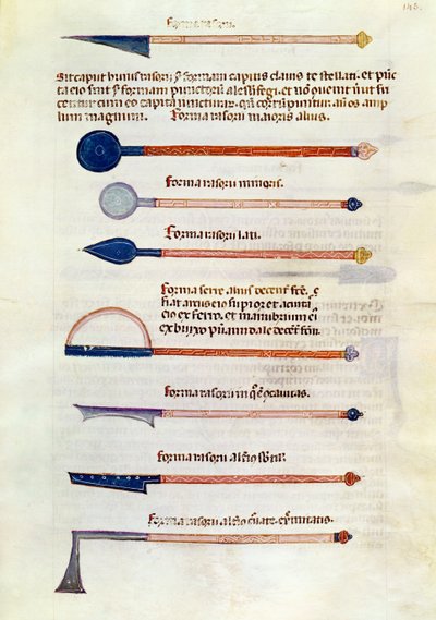 Ms 89 Ter fol.115 Instrumentos cirúrgicos de um tratado de Abul Qasim Kalaf ibn al-Abbas al Zahrawi (Albucasis) de French School