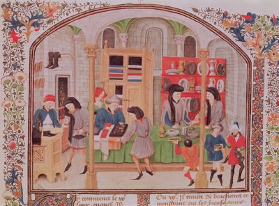 Ms 927 f.145r A Casa da Moeda, de Aristóteles `Ética, Política, Economia, de uma tradução francesa por Nicholas Oreme de French School