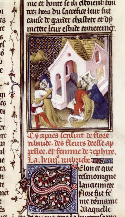 Pe. 598 f.97 Prostitutas com clientes, de The Clairs and Nobles Women, de Giovanni Boccaccio (1313-75) c.1403 de French School