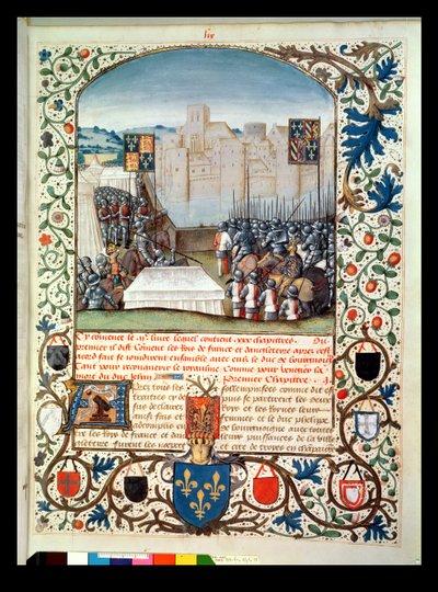 Sra. Pe 82 Os Exércitos Borgonheses e ingleses, de Antigas Crônicas da Inglaterra, de Jean Batard de Wavrin, c.1470-80 de French School