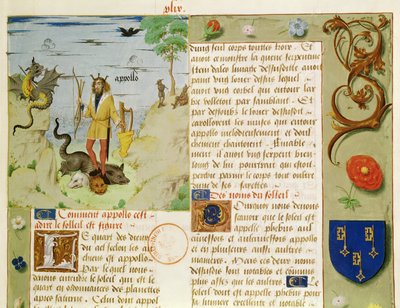 Sra. Fr 9197 Fol.49 Apollo matando Python, de Livre des Eschecs DAmour de French School