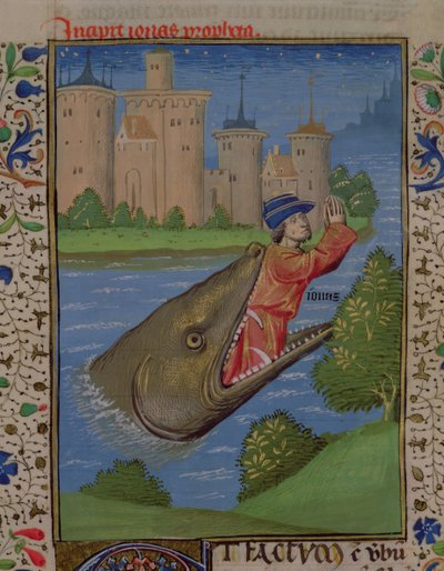 H 7f.111r Jonas e a baleia, da Bíblia de Jean XXII de French School