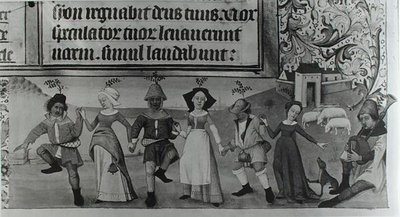 Senhora Lat 1173 f.20 Dança pastoral, das horas de Charles dAngouleme, c.1480 de French School