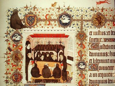 Lat 919 Luto da Duquesa, com brasões e detalhes de animais, das Grandes Heures de Duc de Berry de French School