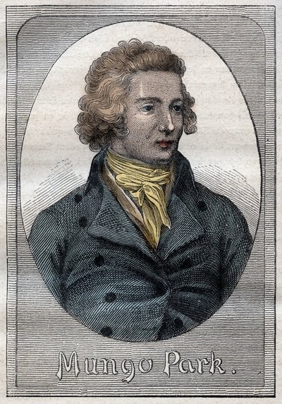 Mungo Park, explorador escocês - Retrato do Parque Mungo (1771-1806), explorador escocês - ilustração de "Os Grandes Marinheiros do século XVIII". de French School