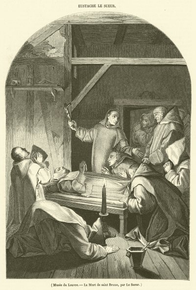Musee du Louvre, A Morte de São Bruno (gravura) de French School