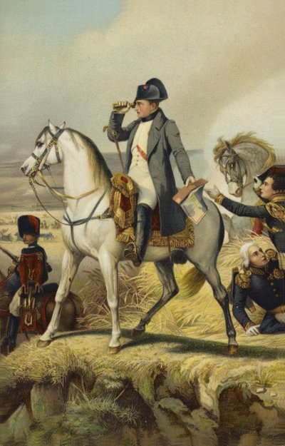 Napoleão I em Wagram (litografia colorida) de French School