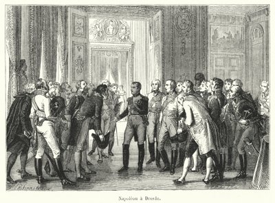 Napoleão a Dresde (gravura) de French School