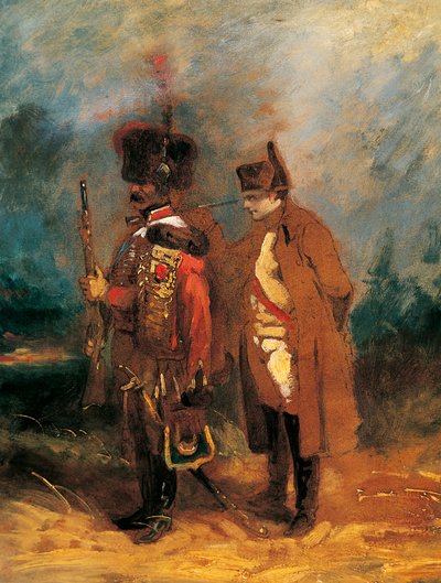 Napoleão durante a Defesa da França em 1814 (óleo sobre tela) de French School