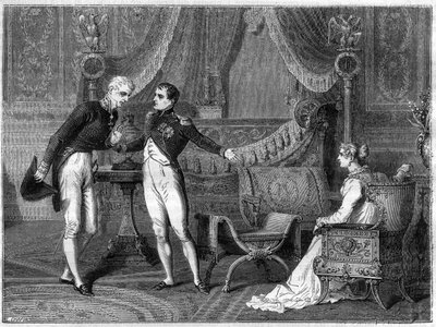 Napoleão, sua esposa Marie-Louise e o príncipe Metternich falando de French School