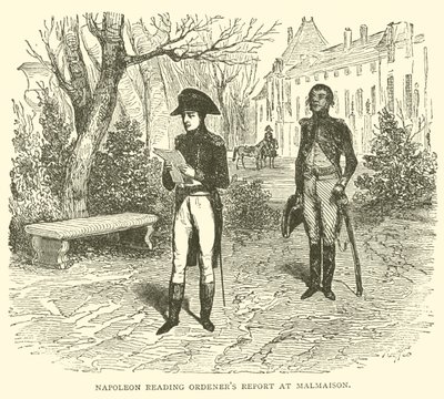 Relatório do ordenador de leitura Napoleão em Malmaison (gravura) de French School