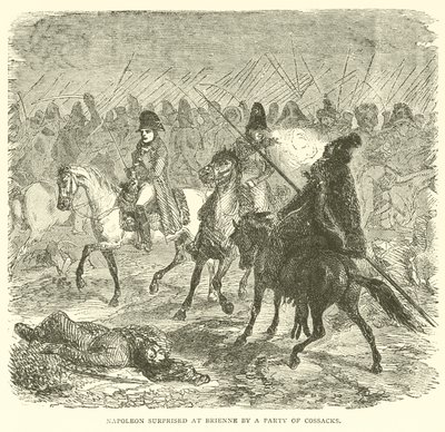 Napoleão surpreendido em Brienne por uma festa de cossacos (gravura) de French School
