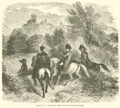 Napoleão visitando as ruínas de Dierstein (gravura) de French School