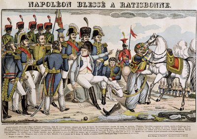 Napoleão ferido em Regensburg - imagem de Epinal de French School