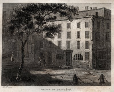 Casa nativa de Napoleão Bonaparte em Ajaccio (Córsega) - Local de nascimento de Napoleão Bonaparte a Ajaccio en Corsica - Gravura da "Pitoresca Itália" - Pintura histórica e descritiva da Itália" de M. de Norvins, Ch. Nodier 1834-1836. de French School