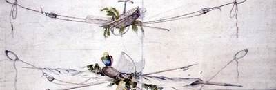 Desenho de cartucho náutico com papagaio, c.1800 (aguarela sobre papel) de French School