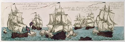 Compromissos navais entre as frotas francesa e inglesa durante a Revolução Americana em 1778 de French School