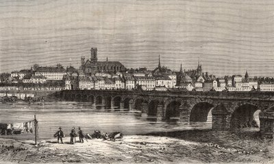 Nevers - Nievre en região Borgonha - gravura em "La France illustree: geography, history, statistical administration" de V.-A. Malt-Brown. 1884 de French School